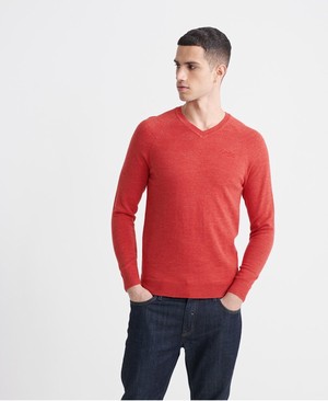 Superdry Orange Label Cotton V-Neck Férfi Ugró Piros | UWIRS8096